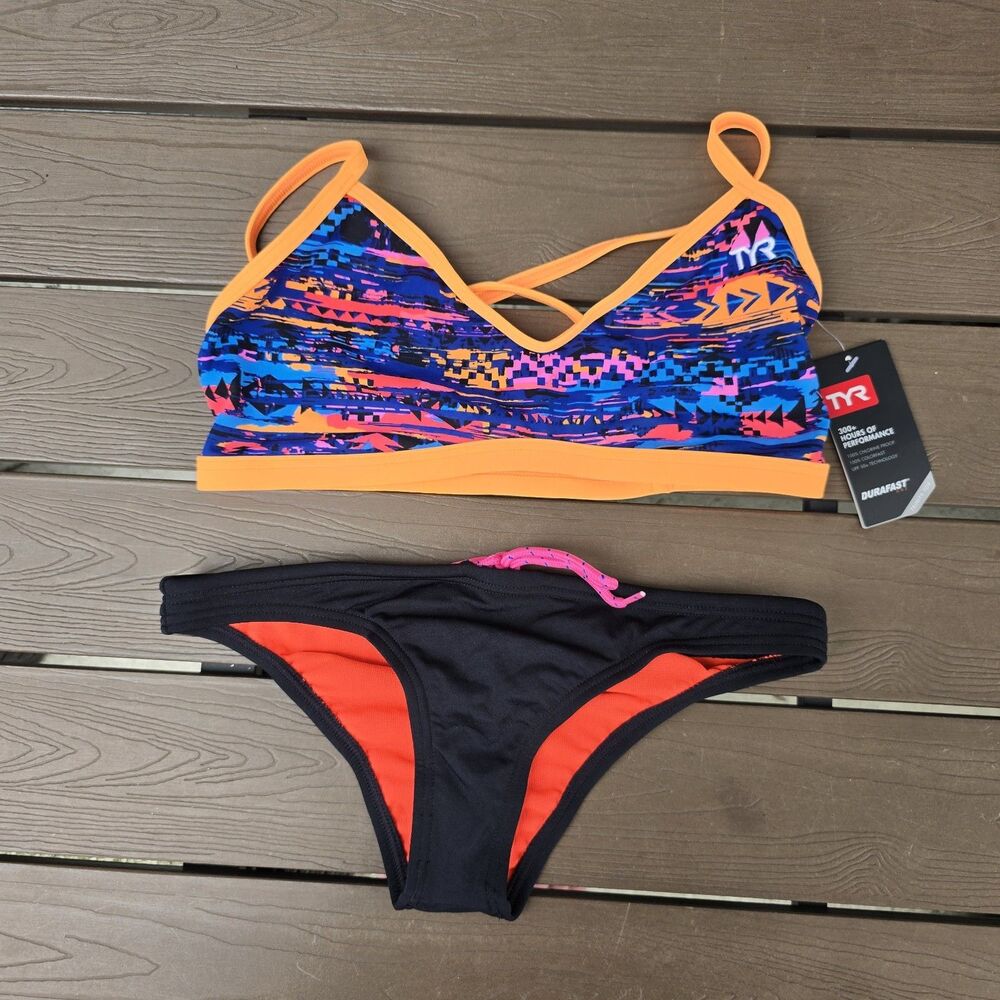 TYR Durafast Women's Kiowa Trinityfit Top & Micro Bikini Bottom Size M New